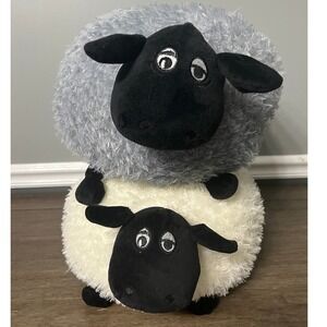 Sheep Plush Bundle Stuffed Animal Gray White 17"